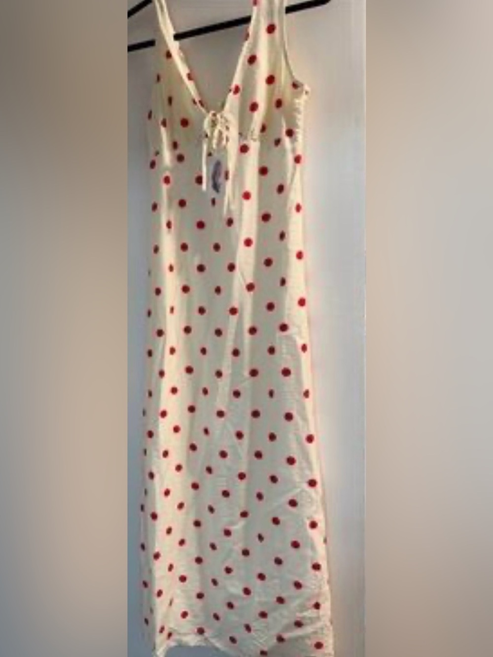NWT Jessica Simpson Cream Maxi Dress with Red Polka Dots